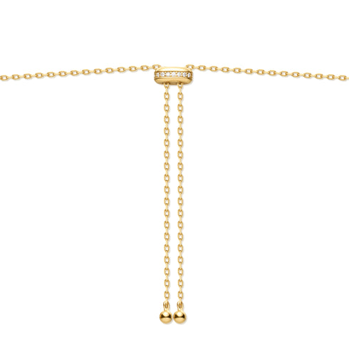 Gold Bezel Cubic Zirconia Station Necklace